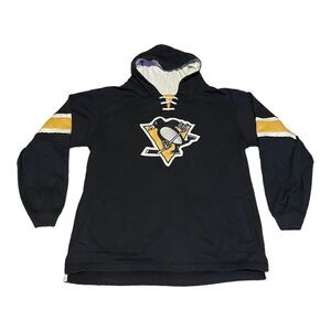 Men’s CCM NHL Pittsburgh Penguins Hoodie Size Small‎ Black Embroidered Logo